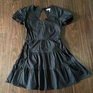 Monteau Black Cotton Puff Sleeve Dress